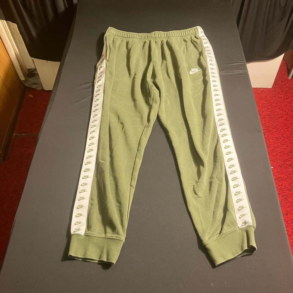 Nike Olive Green Track Pants With Logo Side Tape Size XXL